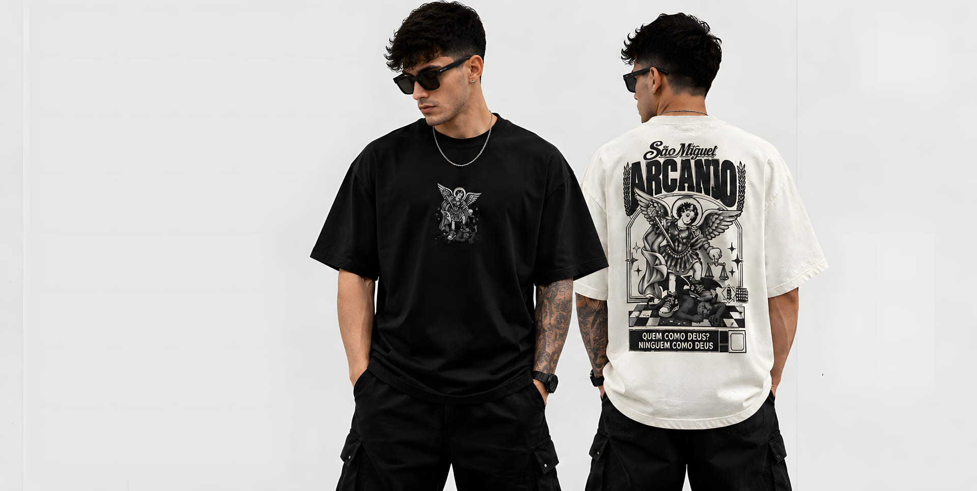 Two models wearing Mater oversized t-shirts